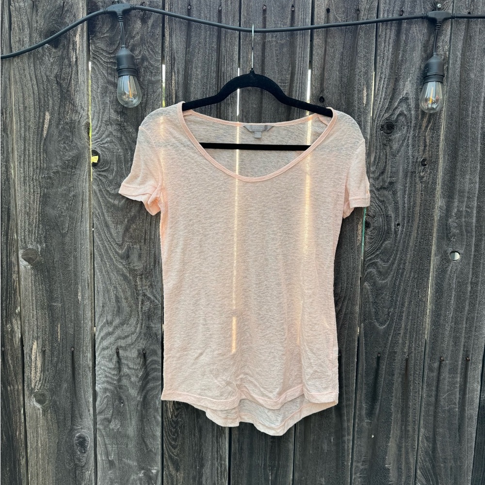 3/$15 CLEARANCE Light Pink Rubbish Basic V Neck Tee Shirt Small